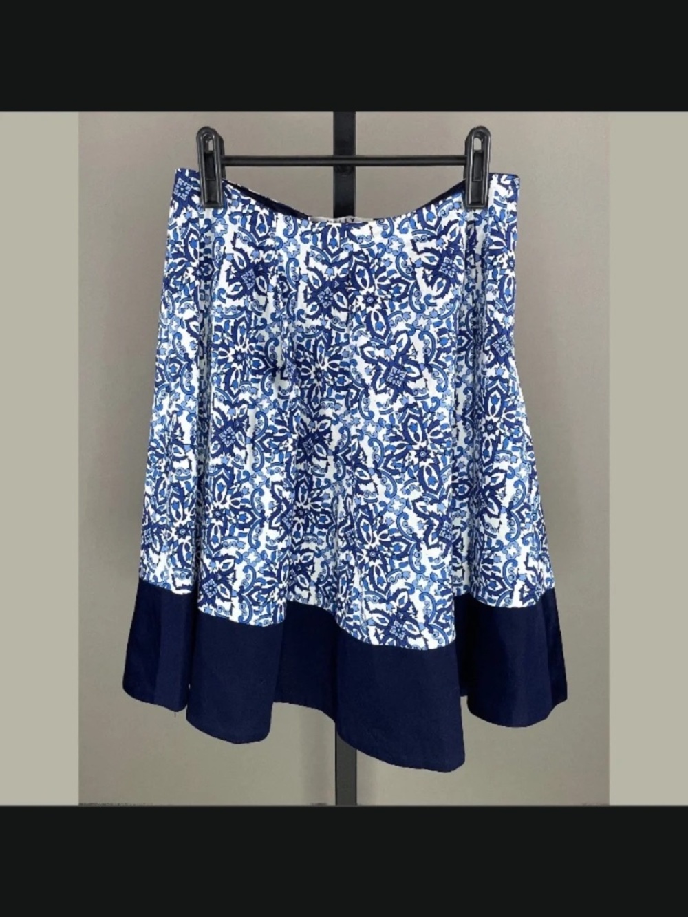 NEW Milly Design Nation Skirt Womens XS blue white floral circle preppy capri